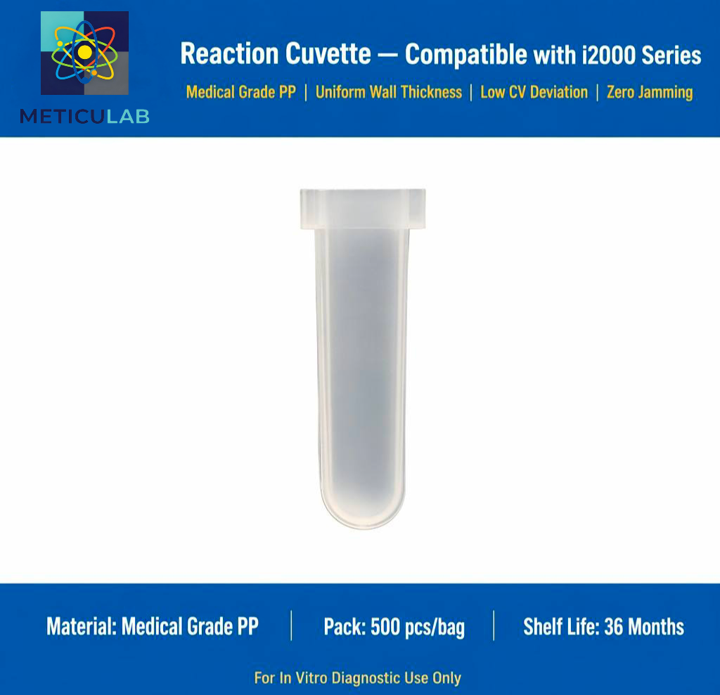METICULAB Compatible Reaction Cuvette Sample Cup | Medical Grade PP for Abbott i2000 Laboratory Analyzer