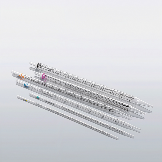 Sterile vs non-sterile serological pipettes – comparison of individually wrapped sterile pipettes and bulk-packed non-sterile pipettes for cell culture and general laboratory applications. For research use only.