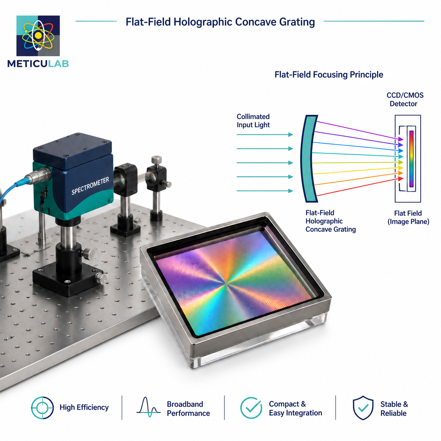 METICULAB MTL‑GRT Series Flat‑Field Holographic Concave Grating for Spectrometer