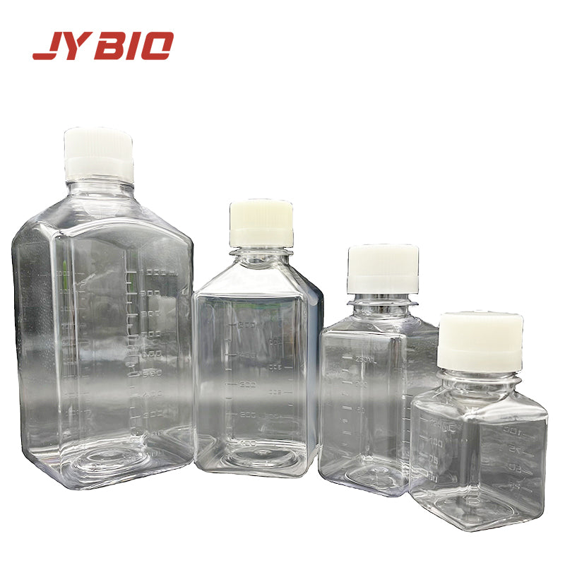 Meticulab™ Square Media Storage Bottles - PETG/PC, Sterile, Leak-Proof for Labs