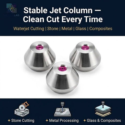 METICULAB Ruby Waterjet Nozzle 12.5x6.5mm 316SS Housing 0.30/0.33mm Orifice