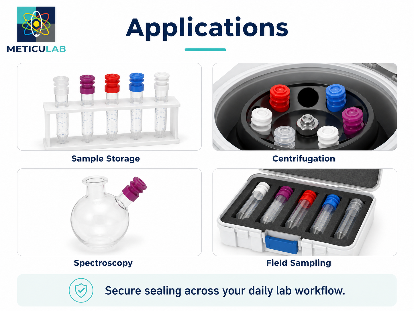METICULAB Flange Plug Cap, PE, 12mm & 13mm, Leak-Proof Test Tube Closures, 1000pcs/Bag