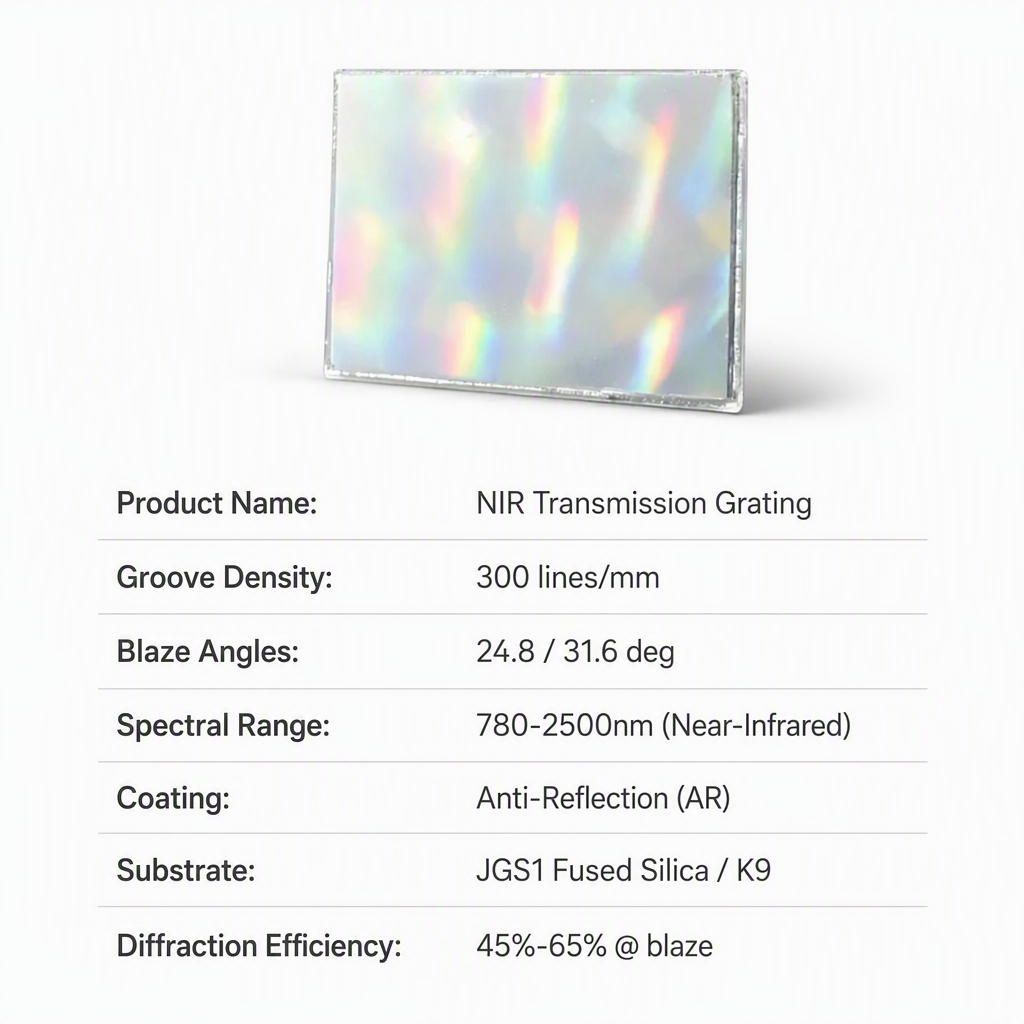 METICULAB NIR Transmission Grating 300 l/mm for 780-2500nm Spectroscopy