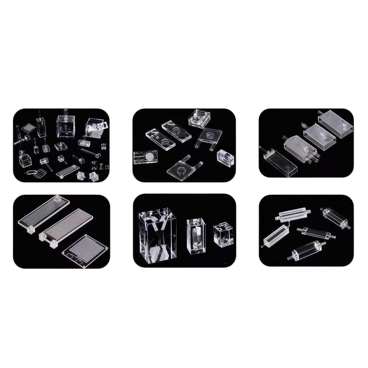 Custom optical cuvettes with non-standard dimensions, custom path lengths, and material options (quartz, glass, optical plastics) for specialized analytical instruments