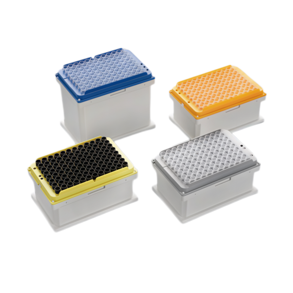 Compatible automation tips for Eppendorf epMotion systems (epMotion 96, 5070, 5073, 5075) – 96 tips/rack, filtered and standard options, for precise liquid handling in automated workstations. For research use only.