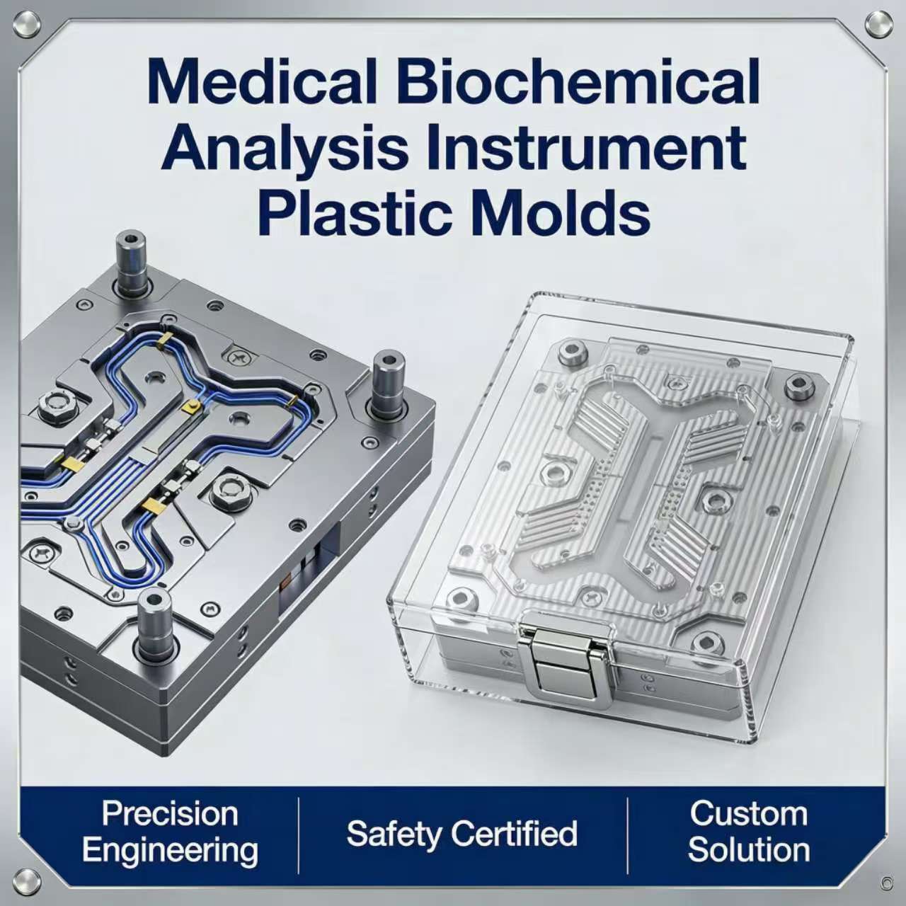 Medical biochemical analysis instrument plastic molds, custom solutions with safety certified precision engineering