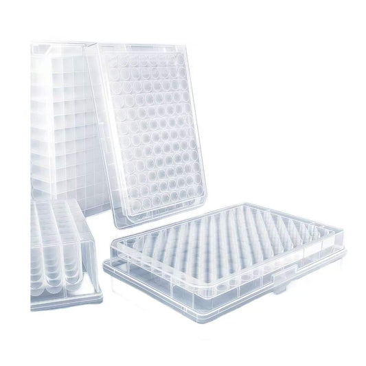Meticulab standard transparent microplates for laboratory assays, available in various well formats for sample processing