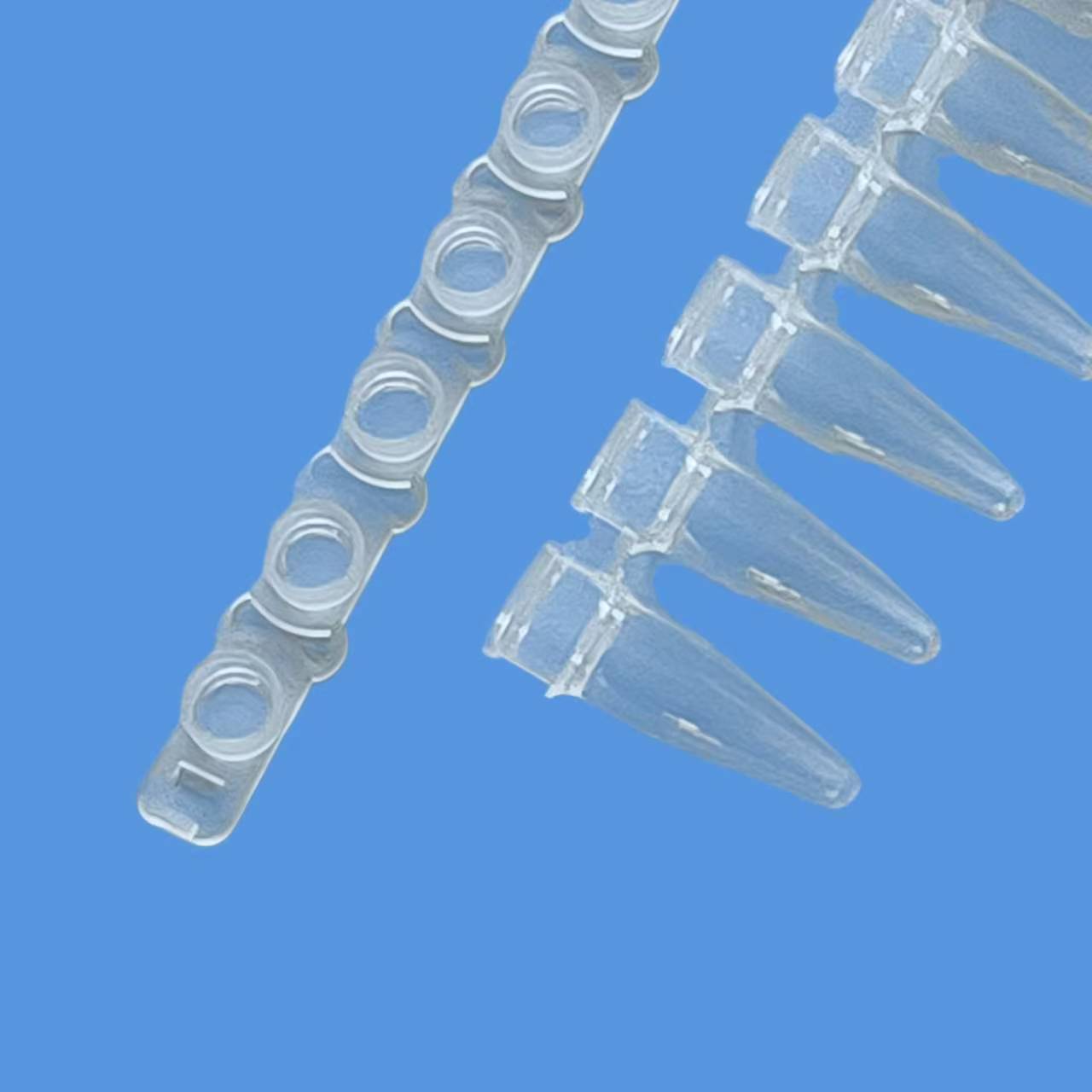 PCR 8-strip tubes with attached caps, DNase/RNase free