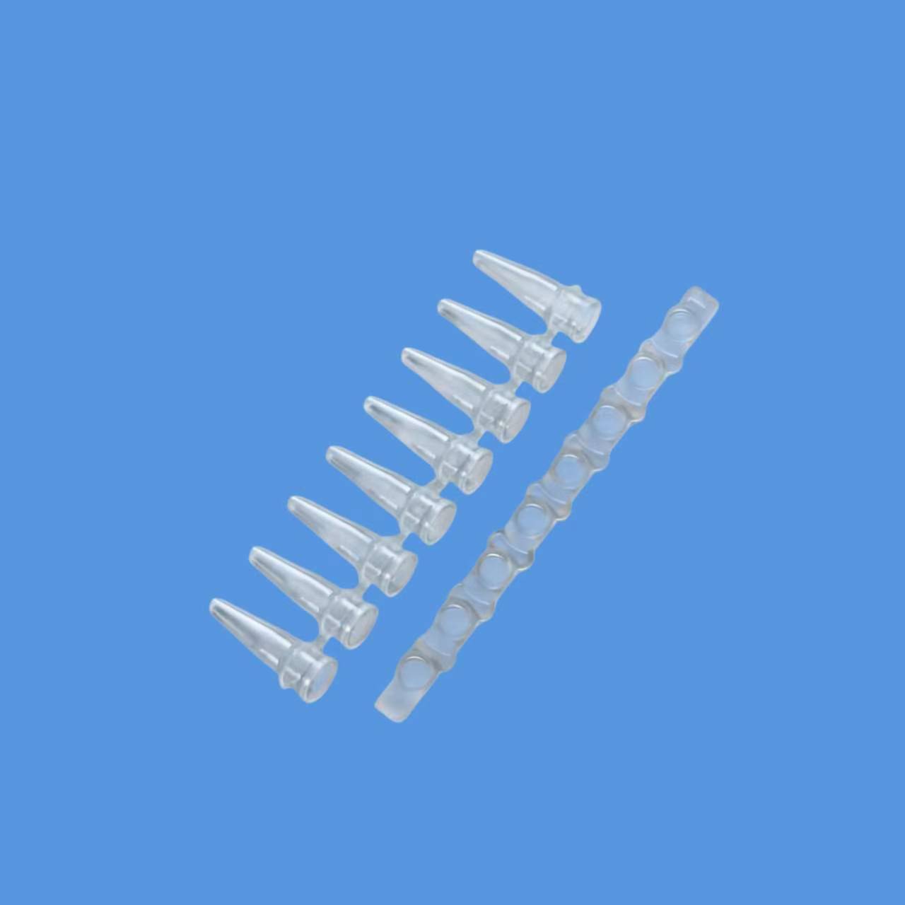 PCR strip tube side view, uniform wall thickness