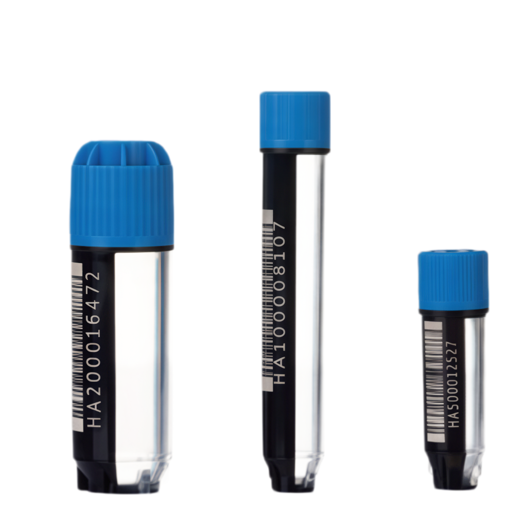 Prefabricated code frozen storage tube with laser-etched 2D barcode – sterile, DNase/RNase free, leak-proof, suitable for -196°C storage, ideal for sample tracking and biobanking applications. For research use only.
