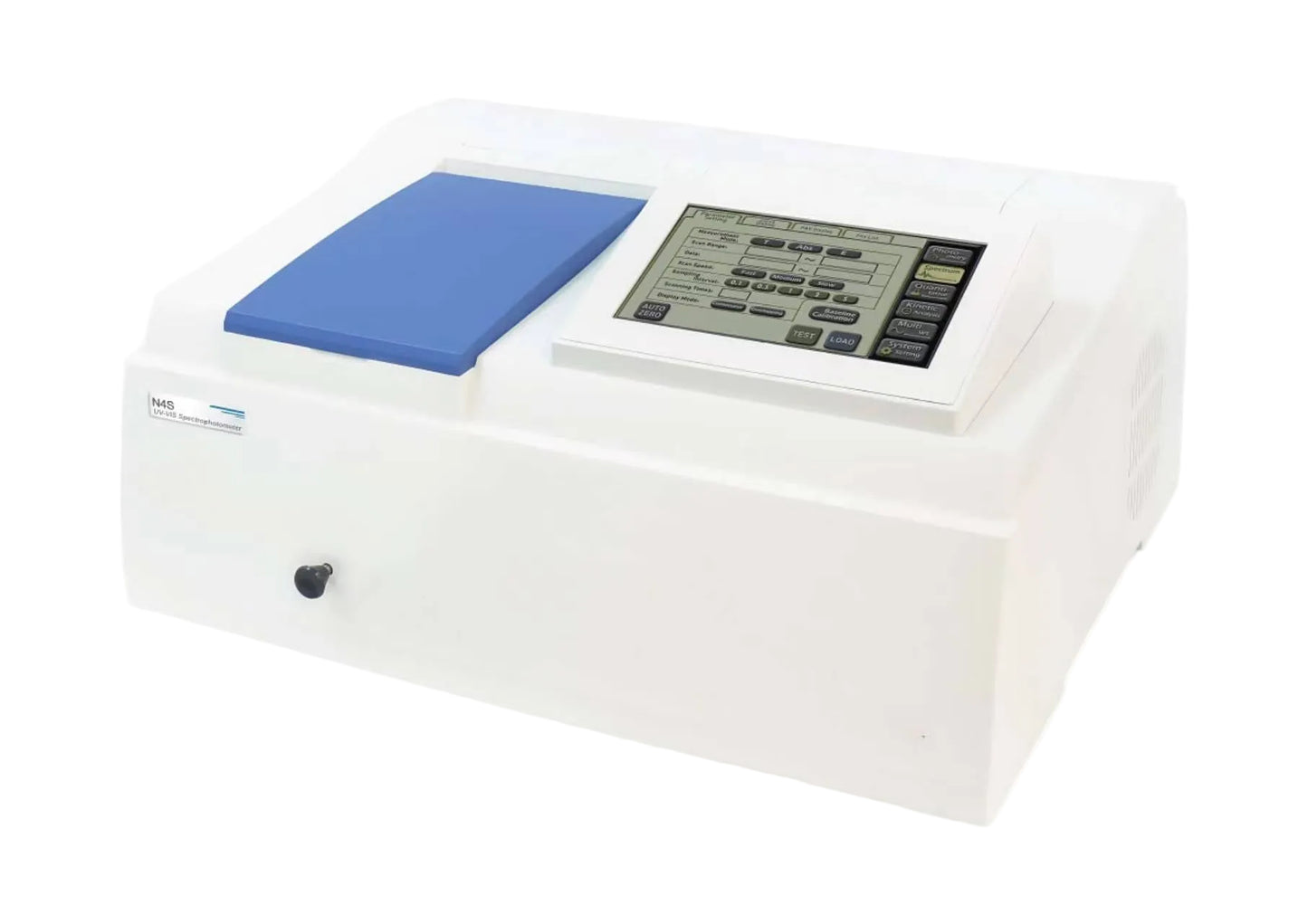 Main unit of N4 series UV-Vis spectrophotometer with single-beam design and 7-inch touchscreen.