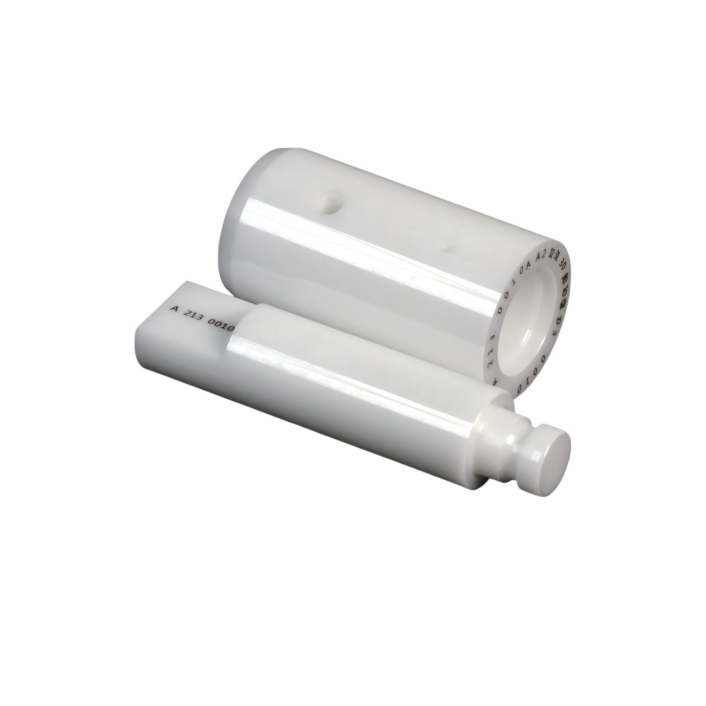 Zirconia ceramic piston component, precision machined for industrial automation